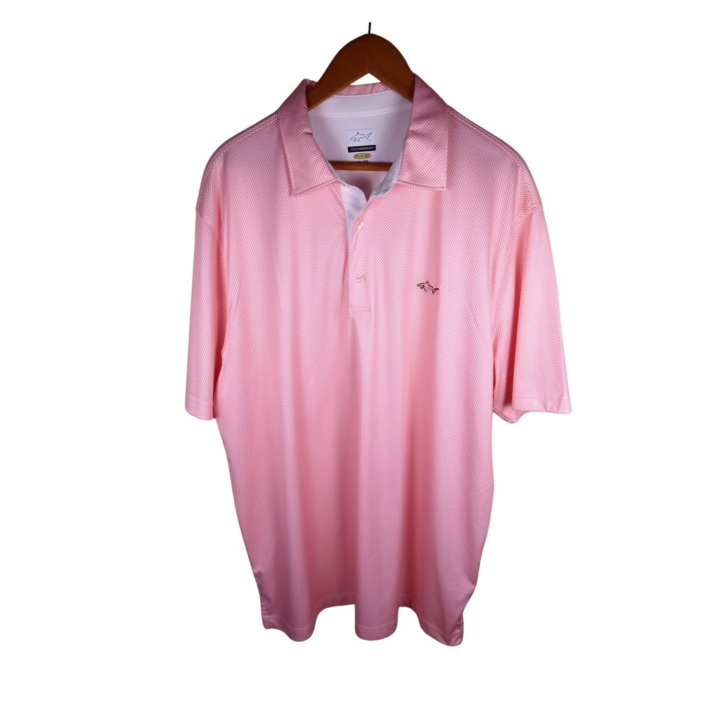 Greg Norman Play Dry Golf Polo Shirt Mens XXL Pink Micro Check Performance Logo
